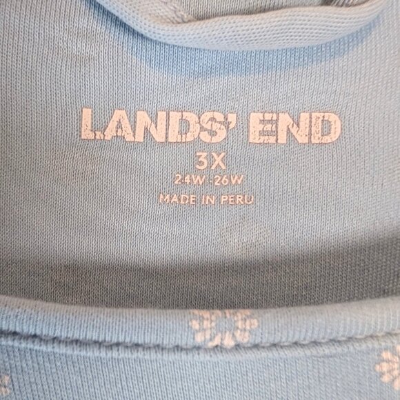 Lands’ End Women's 3X Nightgown Long Sleeve Floral Knit Cotton Sleepwear Blue - Picture 6 of 8